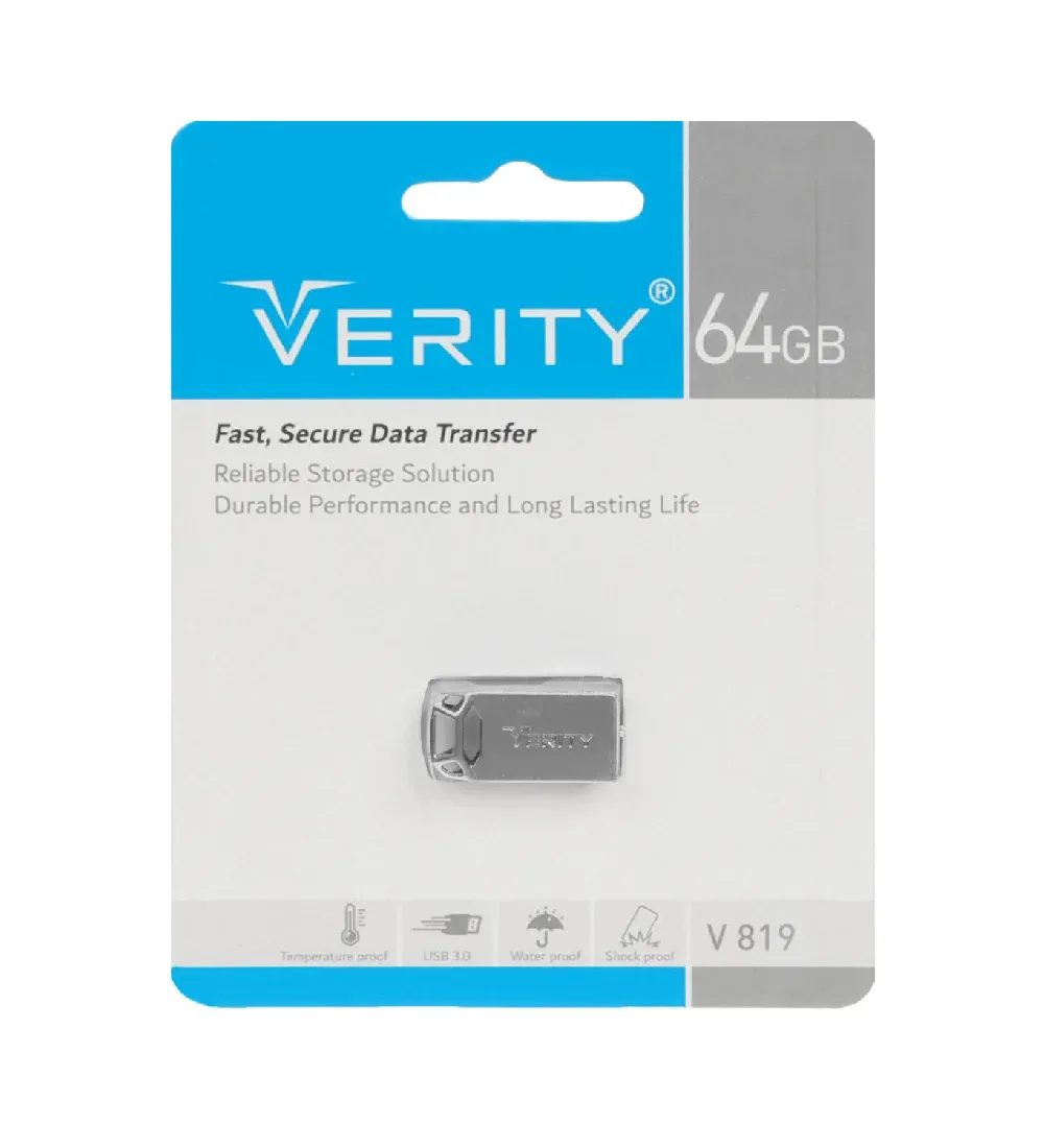 تصویر  فلش مموری وریتی مدل V819 ظرفیت 64 گیگابایت نقره ای