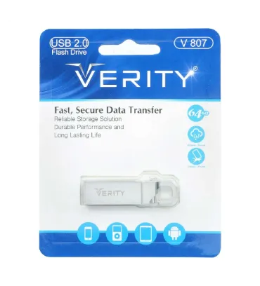 تصویر  فلش مموری وریتی مدل V807 ظرفیت 64 گیگابایت نقره ای