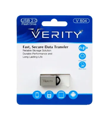 تصویر  فلش مموری وریتی مدل V804 ظرفیت 64 گیگابایت نقره ای