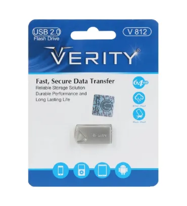 تصویر  فلش مموری وریتی مدل V812 ظرفیت 64 گیگابایت نقره ای