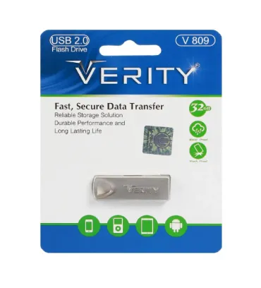 فلش مموری وریتی مدل V809 ظرفیت 32 گیگابایت نقره ای