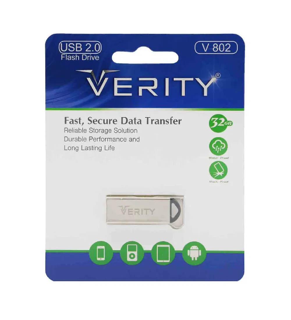 تصویر  فلش مموری وریتی مدل V802 ظرفیت 32 گیگابایت نقره ای