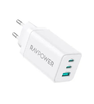 تصویر  شارژر دیواری راوپاور 65 وات مدل RP-PC172 PD GaN (سه پورت)