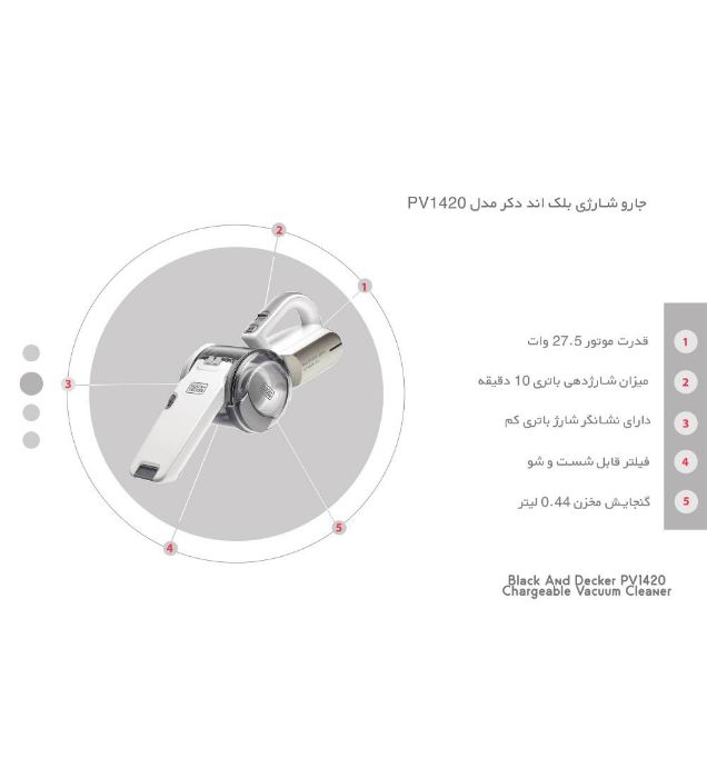 تصویر  جارو شارژی بلک اند دکر مدل PV1420