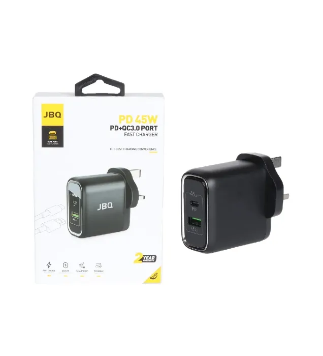 تصویر  شارژر دیواری جی بی کیو 45 وات مدل HC-745 (دو پورت)