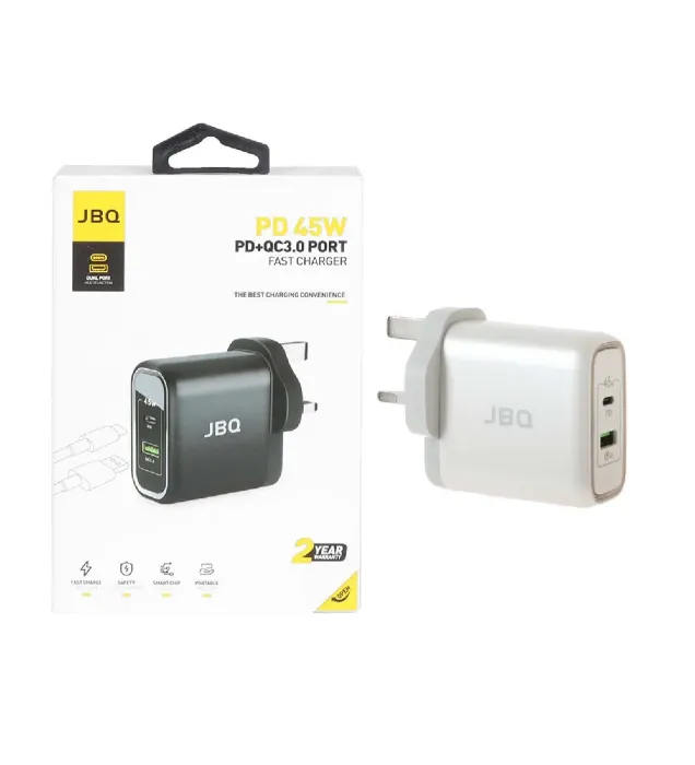 تصویر  شارژر دیواری جی بی کیو 45 وات مدل HC-745 (دو پورت)