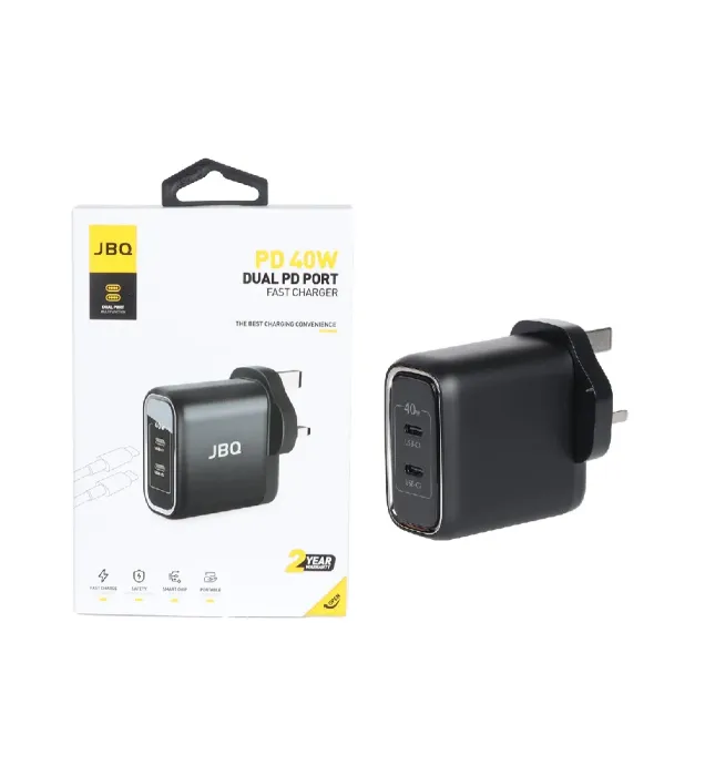 تصویر  شارژر دیواری جی بی کیو 40 وات مدل HC-740 (دو پورت)