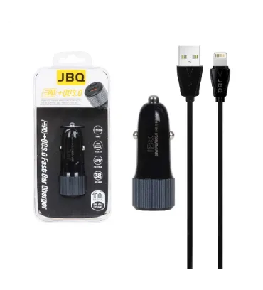 تصویر  شارژر فندکی جی بی کیو مدل C503Q توان 36 وات با کابل شارژ آیفون