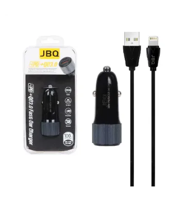 تصویر  شارژر فندکی جی بی کیو مدل C503Q توان 36 وات با کابل شارژ آیفون