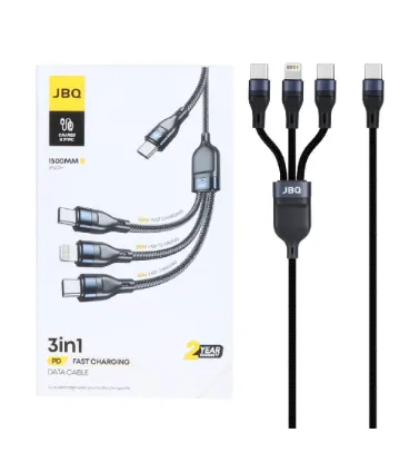 تصویر  کابل شارژ 1.5 متری فست و PD سه کاره جی بی کیو مدل CA-537
