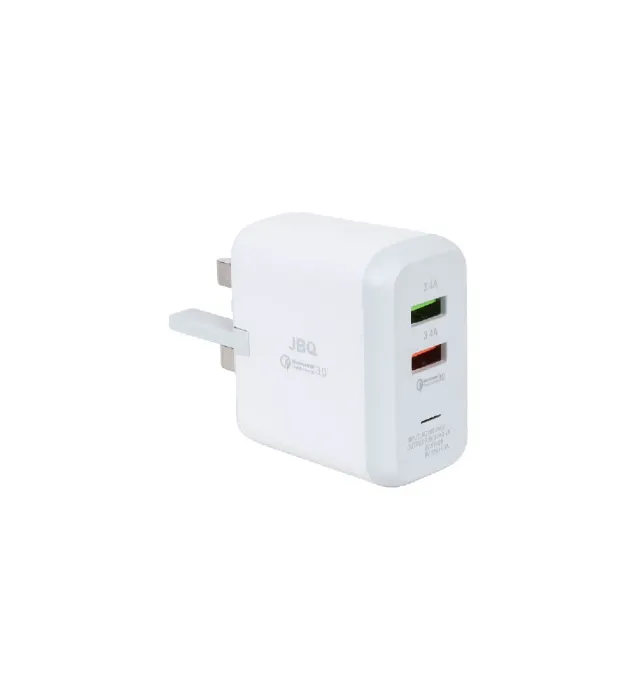 تصویر  شارژر دیواری جی بی کیو 18 وات مدل F-2USB با کابل شارژ آیفون (دو پورت)