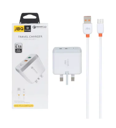 تصویر  شارژر دیواری جی بی کیو 18 وات مدل F-2USB با کابل شارژ اندروید (دو پورت)