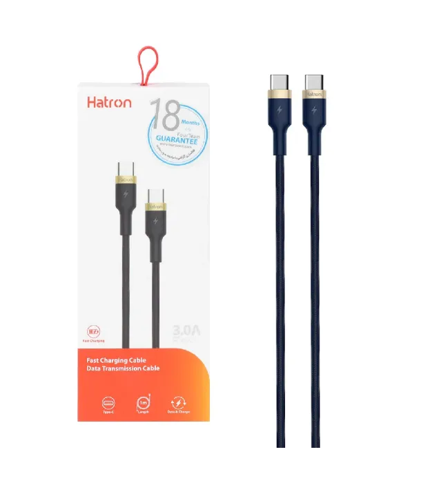 تصویر  کابل شارژ فست هترون Type-C To Type-C مدل HC185CC