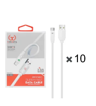 تصویر  پک 10 عددی کابل شارژ فست یوشیتا Type-Cمدل YC-022