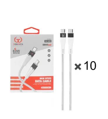 تصویر پک 10 عددی کابل شارژ فست یوشیتا Type-C To Type-Cمدل YC-026