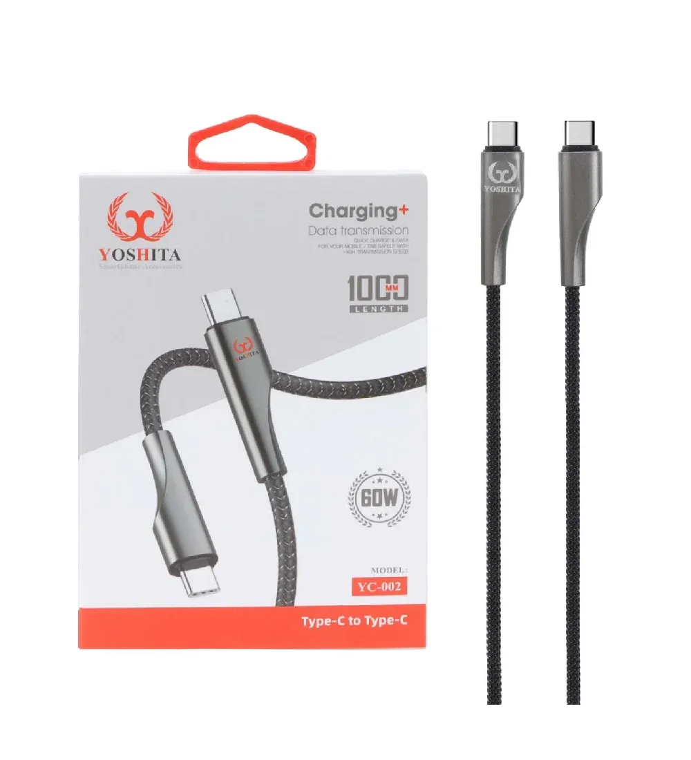 تصویر  کابل شارژ فست یوشیتا Type-C To Type-C مدل YC-002