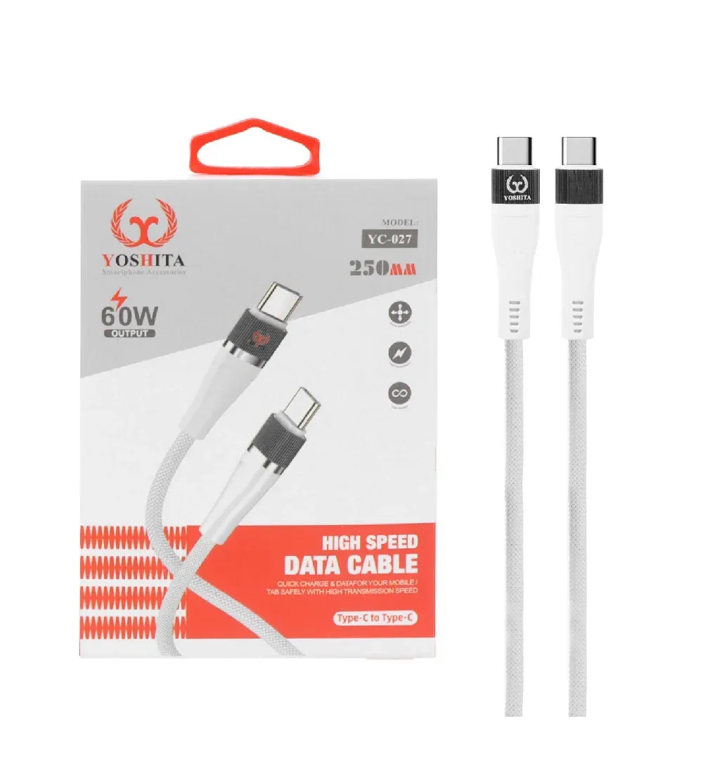 تصویر  کابل شارژ فست پاوربانک یوشیتا Type-C To Type-C مدل YC-027