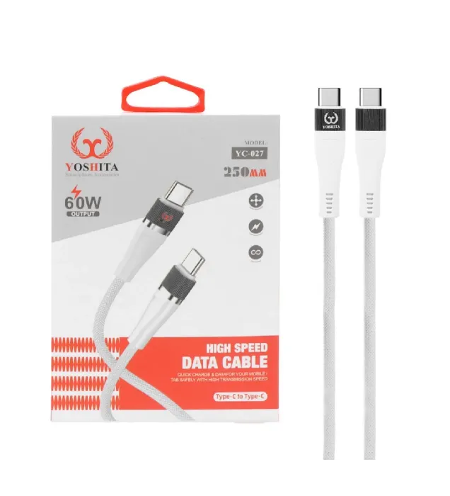تصویر  کابل شارژ فست پاوربانک یوشیتا Type-C To Type-C مدل YC-027