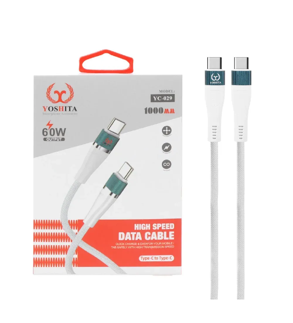 تصویر  کابل شارژ فست یوشیتا Type-C To Type-C مدل YC-029