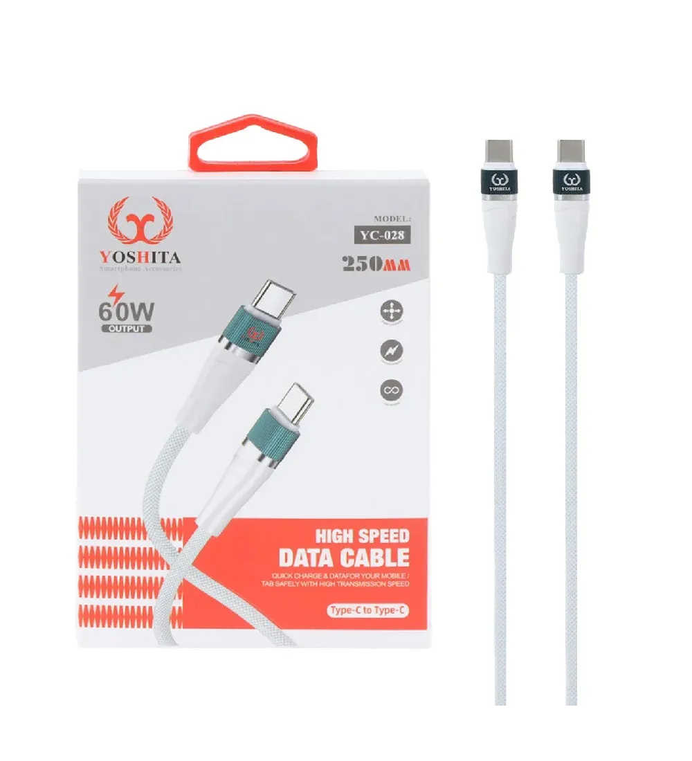 تصویر  کابل شارژ فست پاوربانک یوشیتا Type-C To Type-C مدل YC-028