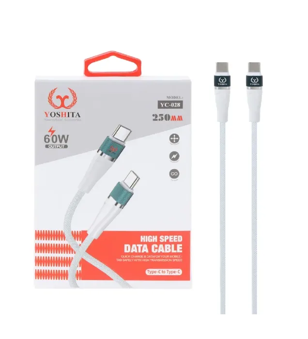 تصویر  کابل شارژ فست پاوربانک یوشیتا Type-C To Type-C مدل YC-028