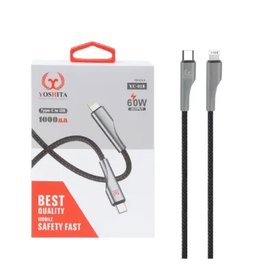 تصویر  کابل شارژ فست یوشیتا Type-C To Lightning مدل YC-018