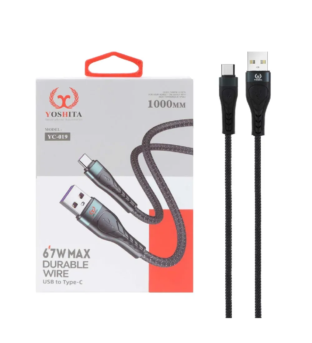 تصویر  کابل شارژ فست Type-C یوشیتا مدل YC-019