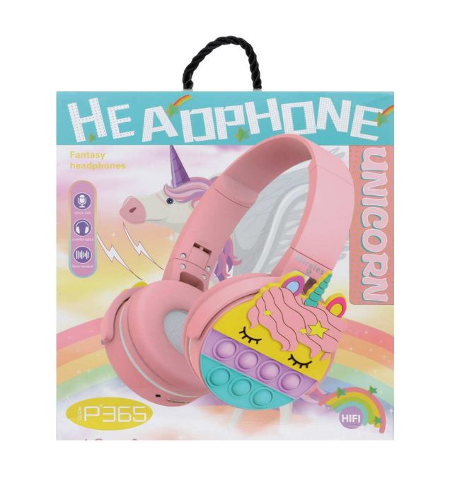 تصویر  هدفون عروسکی بی سیم طرح اسب تک شاخ مدل P365
