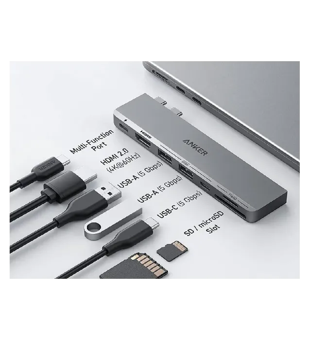 تصویر  هاب 7 پورت انکر مدل Anker 547 USB-C Hub 7-in-2 for MacBook A8354HA1