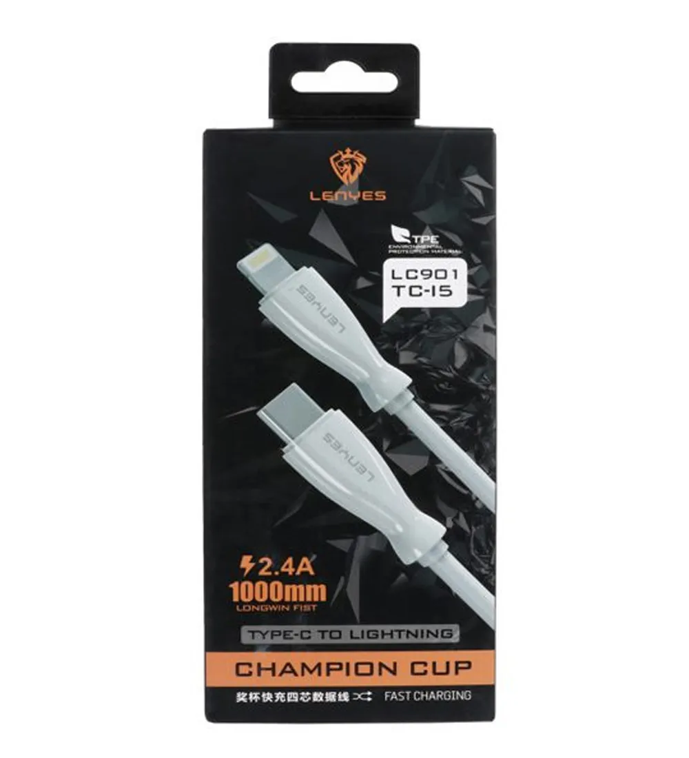 تصویر  کابل شارژ فست  Type-C to Lightning لنیز مدل LC901