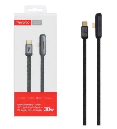 تصویر  کابل شارژ 1.2 متری فست ترانیو تایپ سی به لایتنینگ مدل CL-3