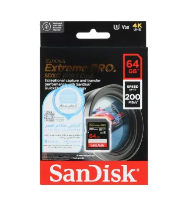 کارت حافظه 64GB EXTREME سن دیسک مدل PRO UHS-I SDXC 200MB/S( مخصوص دوربین عکاسی )