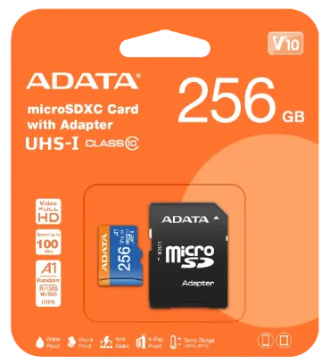 کارت حافظه microSDXC ای دیتا مدل ADATA UHS-I V10 R100W25+ADP ظرفیت 256 گیگابایت