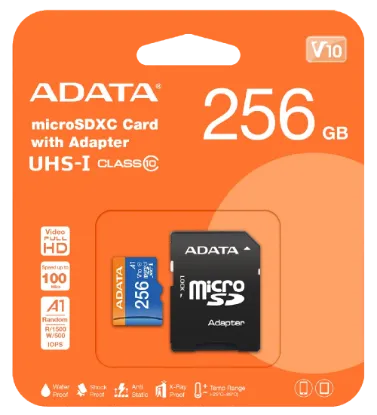 تصویر  کارت حافظه microSDXC ای دیتا مدل ADATA UHS-I V10 R100W25+ADP ظرفیت 256 گیگابایت