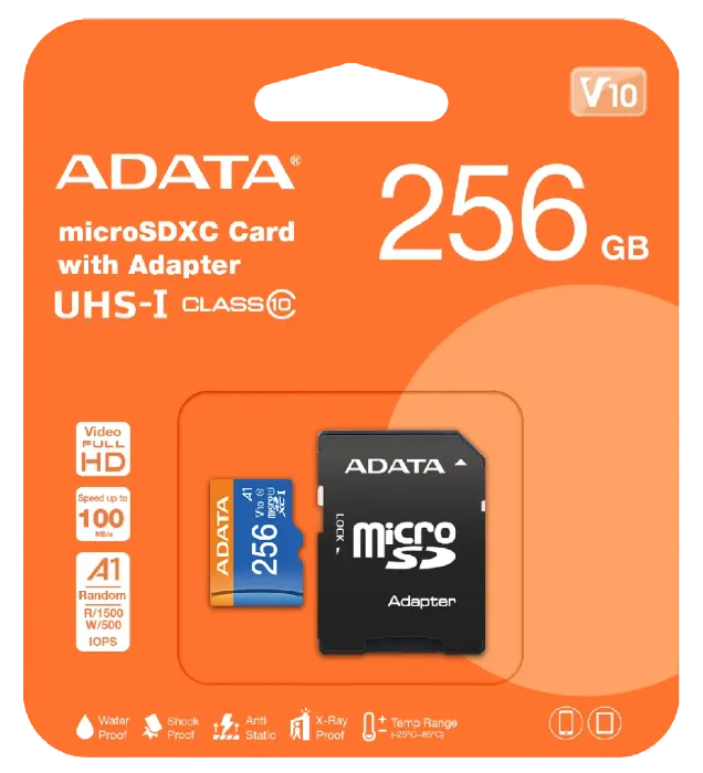 تصویر  کارت حافظه microSDXC ای دیتا مدل ADATA UHS-I V10 R100W25+ADP ظرفیت 256 گیگابایت