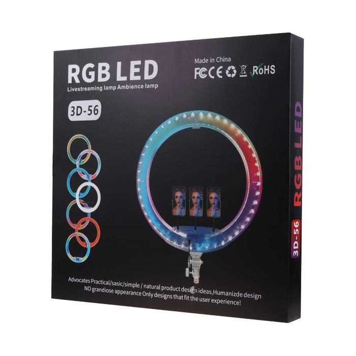 تصویر  رینگ لایت RGB مدل 3D-56 (بدون پایه)