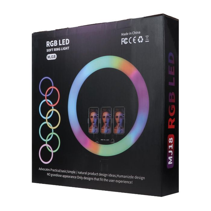 تصویر  رینگ لایت RGB مدل MJ18 (بدون پایه)