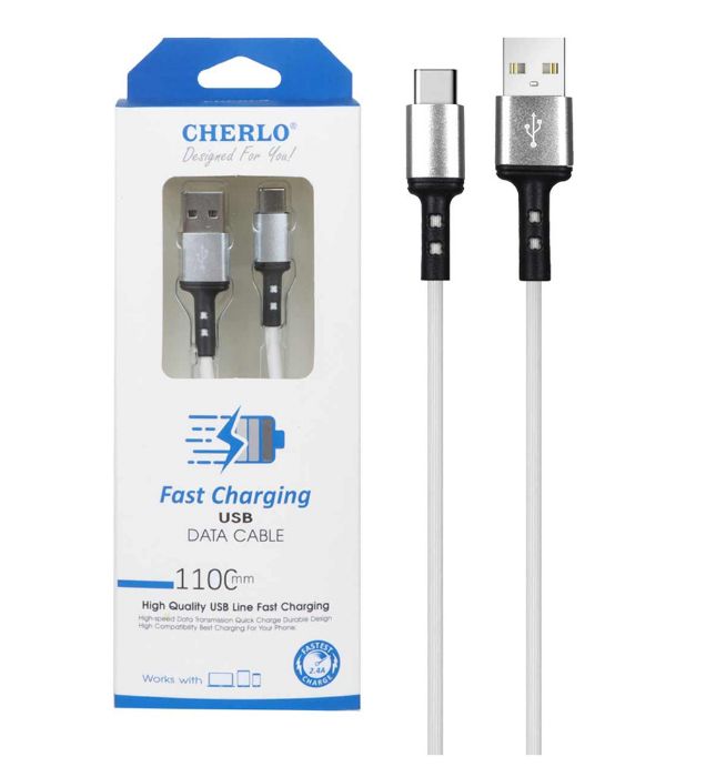 تصویر  کابل شارژ 1.1 متری تایپ سی فست شرلو  مدل CH-TC07