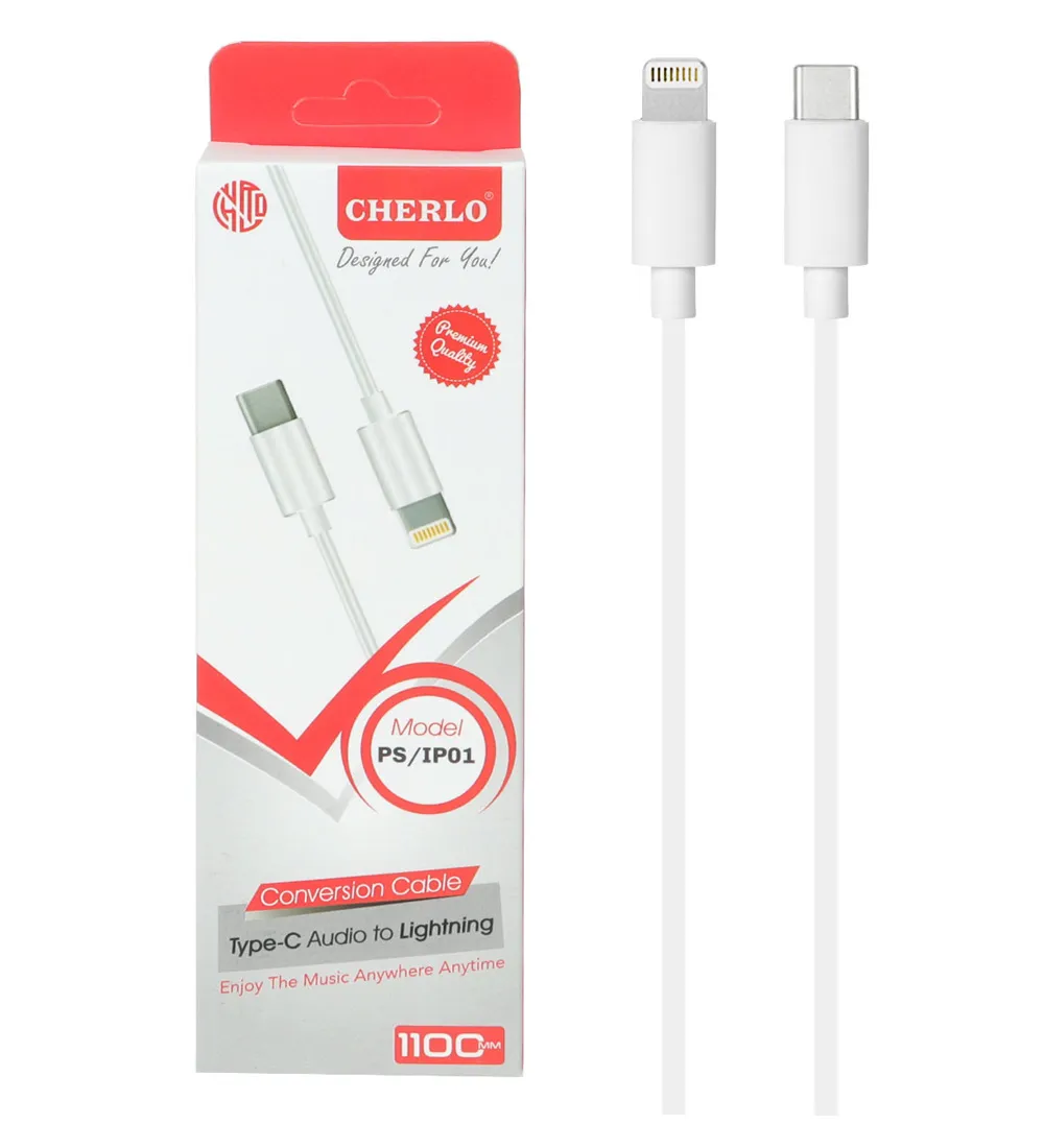 تصویر  کابل شارژ 1.1 متری  Type-C به Lightning شرلو مدل PS-IP01