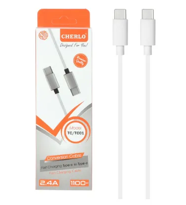 تصویر  کابل شارژ 1.1 متری شرلو Type-C به Type-C مدل TC-TC01