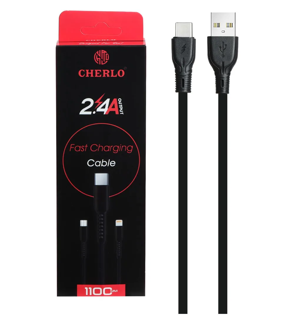 تصویر  کابل شارژ 1.1 متری فست شرلو Type-C مدل CH-TC09