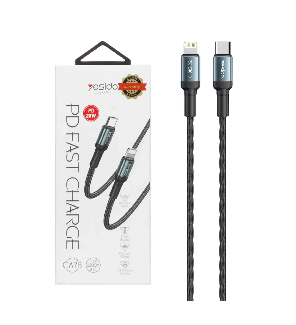 تصویر  کابل شارژ 1.2 متری یسیدو Type-C to Lightning مدل CA76