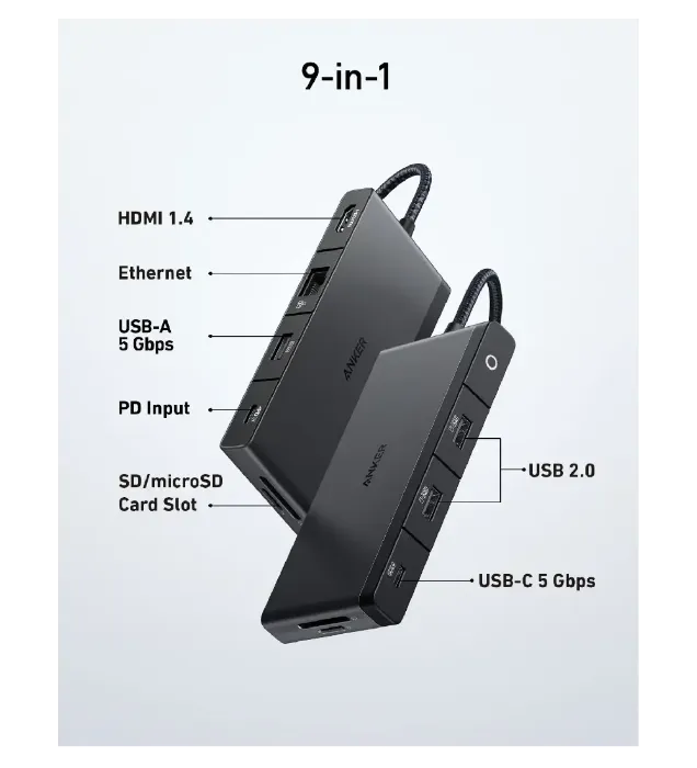 تصویر  هاب 9 پورت انکر مدل A8373H11 تصویر  هاب 9 پورت انکر مدل A8373H11