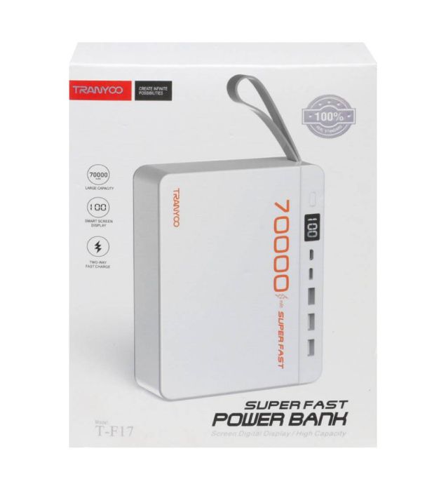 تصویر  پاوربانک ترانیو مدل T-F17 18W ظرفیت 70000 میلی آمپر ساعت