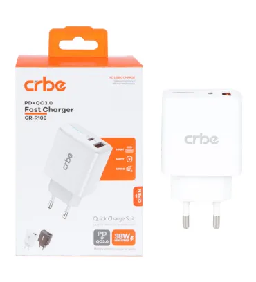 تصویر شارژر دیواری کربی 38 وات مدل CR-R106 (دو پورت)