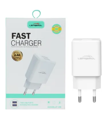 تصویر  شارژر دیواری لپ رامول 12 وات مدل LP-C36 با کابل شارژ اندروید (دو پورت)