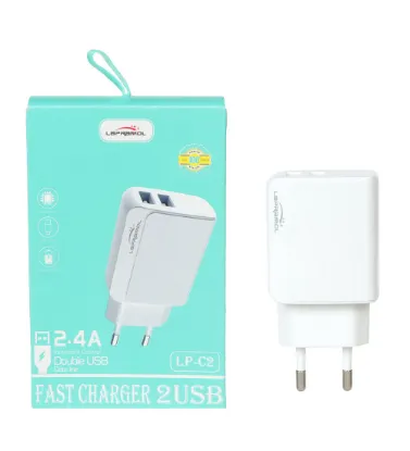 تصویر  شارژر دیواری لپ رامول 12 وات مدل LP-C2 با کابل شارژ تایپ سی ( دو پورت)