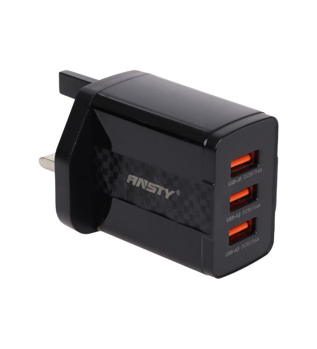 تصویر  شارژر دیواری انتسی 15 وات مدل CK-04 (سه پورت)