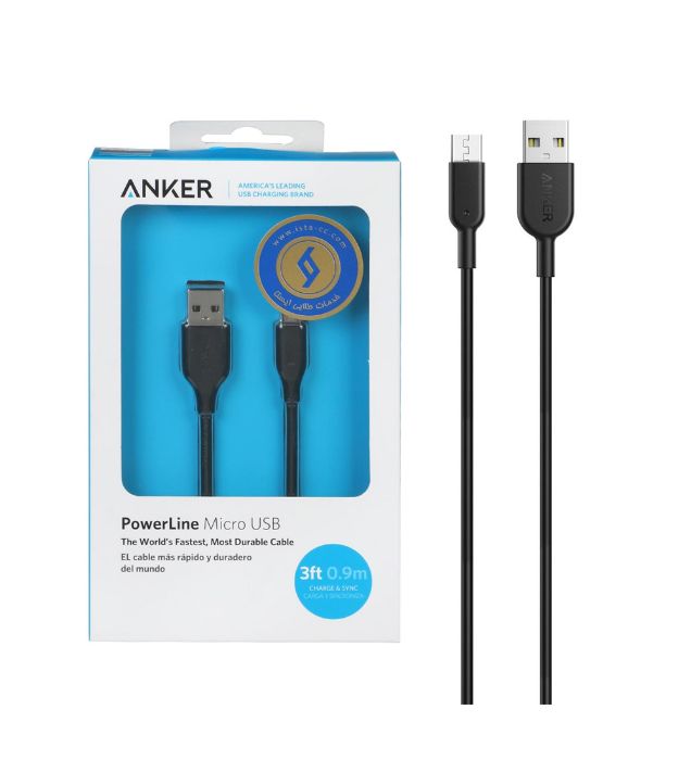 تصویر  کابل شارژ اندروید یو اس بی به میکرو یو اس بی انکر مدل PowerLine A8132 طول 0.9 متر
