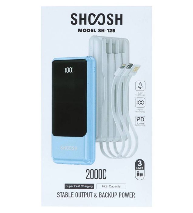 تصویر  پاوربانک شوش مدل SH-125 22.5W ظرفیت 20000 میلی آمپر ساعت